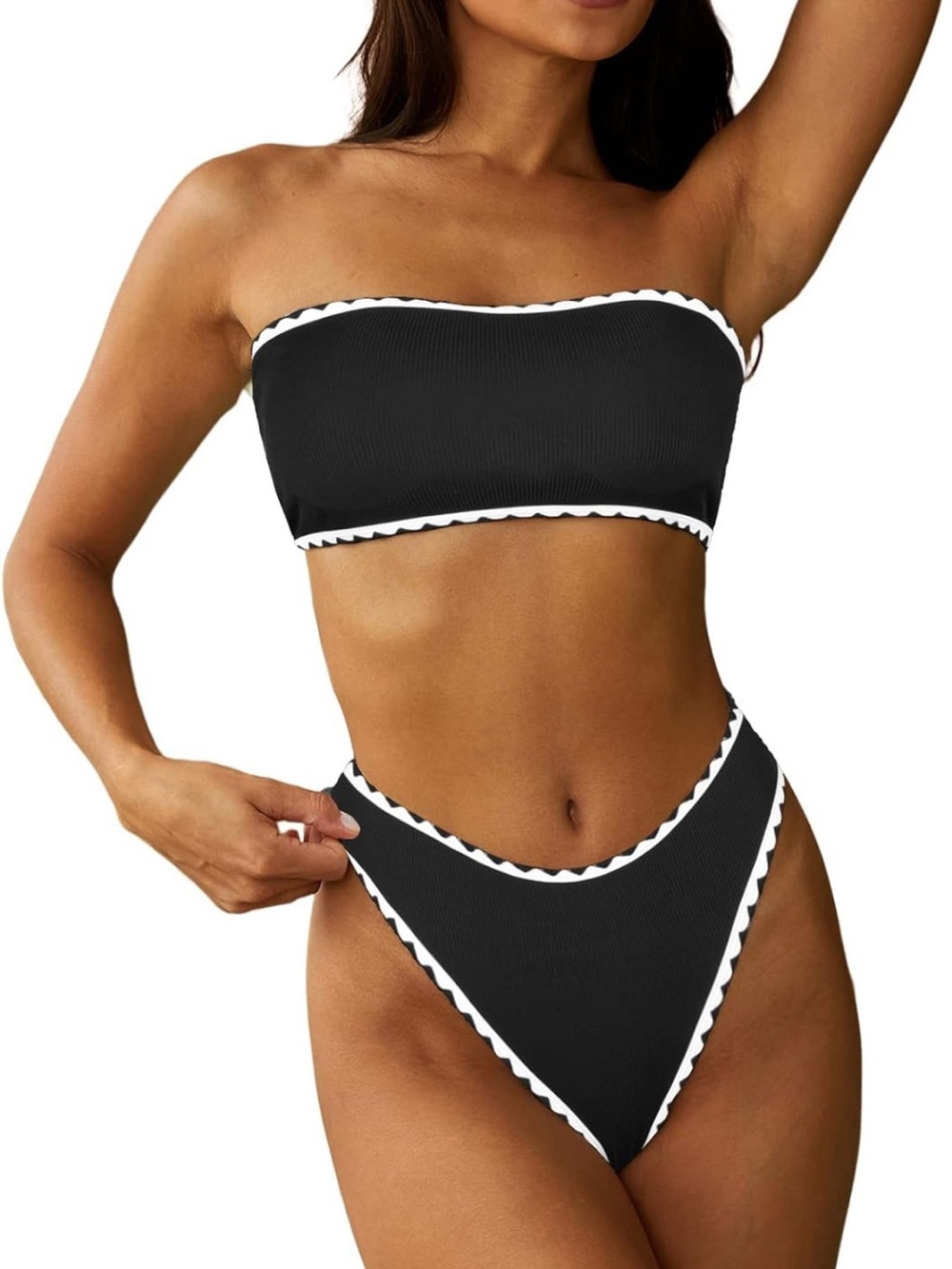 Strapless Textured Bandeau
Bikini Cheeky Solid Lace Up (L) 1255/9-1
